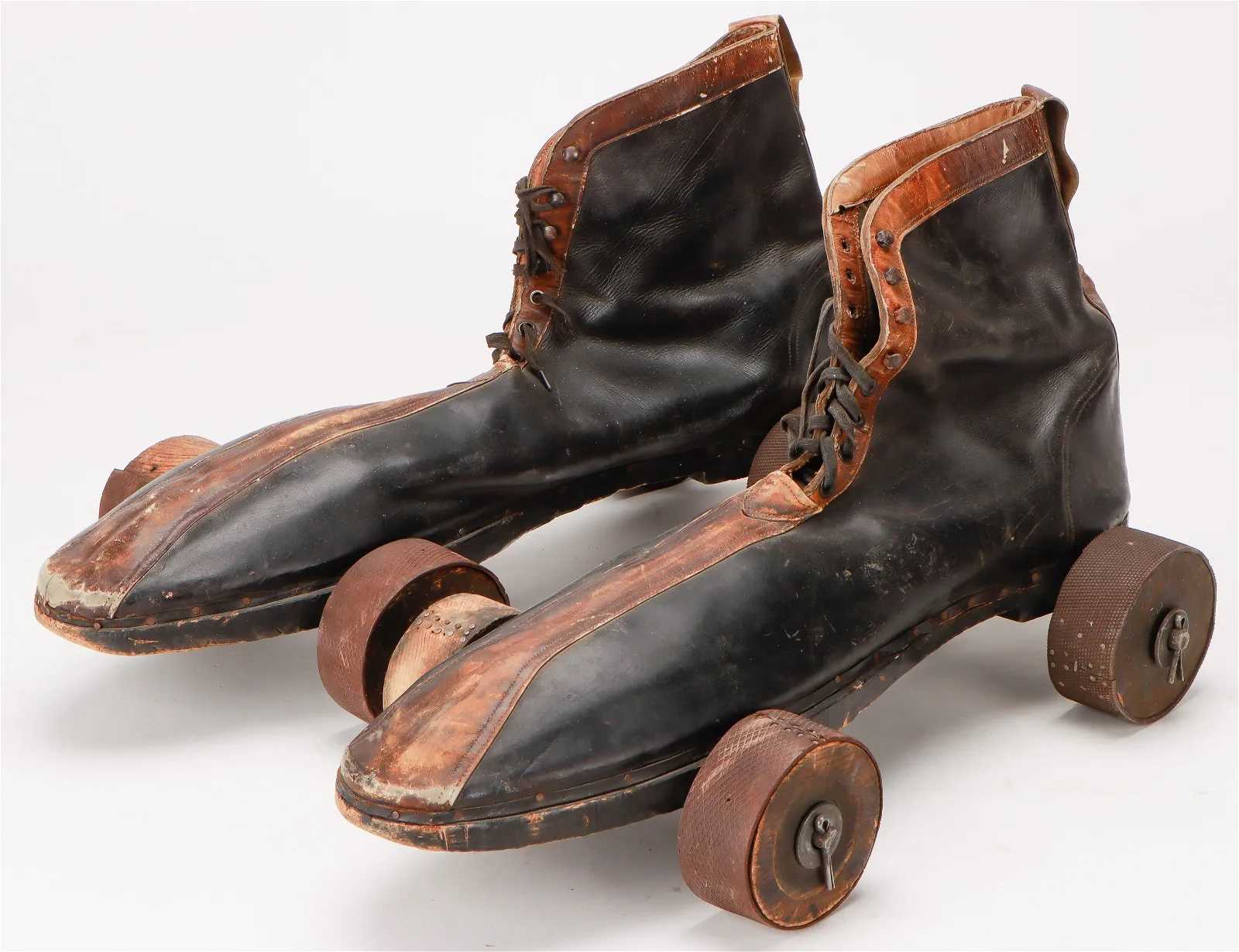 Clown-worn roller skates from the 1930s, estimated at $750-$1,000 at Material Culture on April 16.