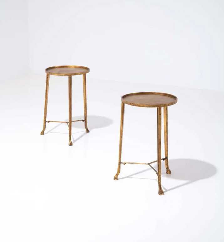 CAPTION: Pedestal tables by Jean-Michel Frank, which hammered for €150,000 ($162,630) and sold for €195,000 ($211,435) with buyer’s premium at Piasa on March 20.