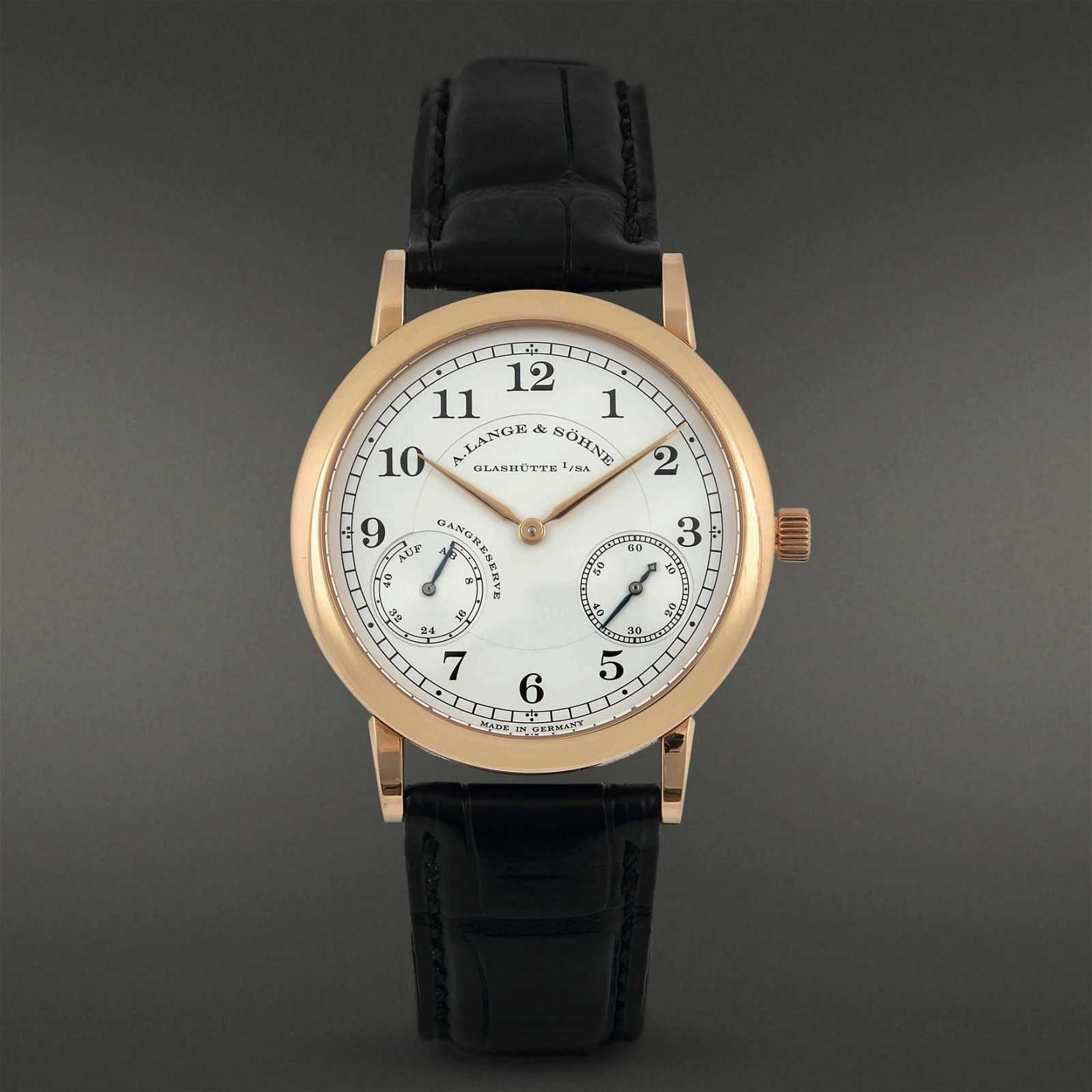 This circa-2000 A. Lange & Söhne 18K rose gold manually winding watch with a power reserve brought €15,000 ($16,065) in September 2022. Image courtesy of Cambi Casa D’Aste and LiveAuctioneers.