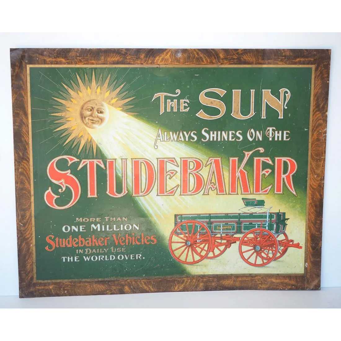 The Sun Always Shines On the Studebaker sign, which sold for $22,000 ($26,400 with buyer’s estimate) at Chupp.