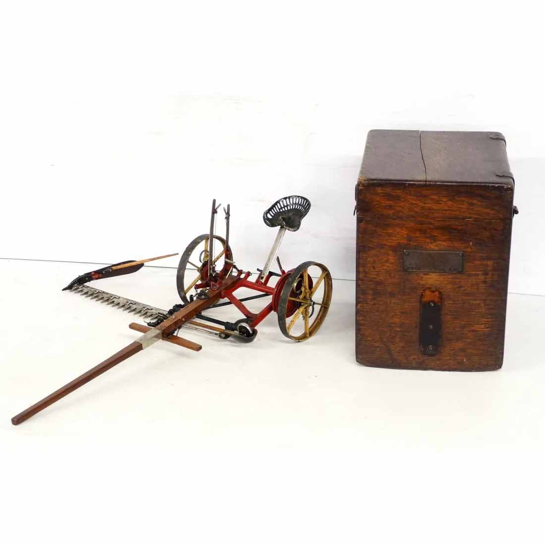 Salesman's sample horse-drawn sickle mower, which sold for $14,000 ($16,800 with buyer’s premium) at Chupp.