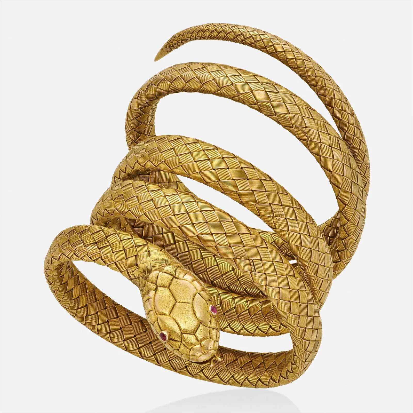 Tiffany & Co. Revivalist gold and ruby snake bracelet, which sold for $32,000 ($41,920 with buyer’s premium) at Toomey.