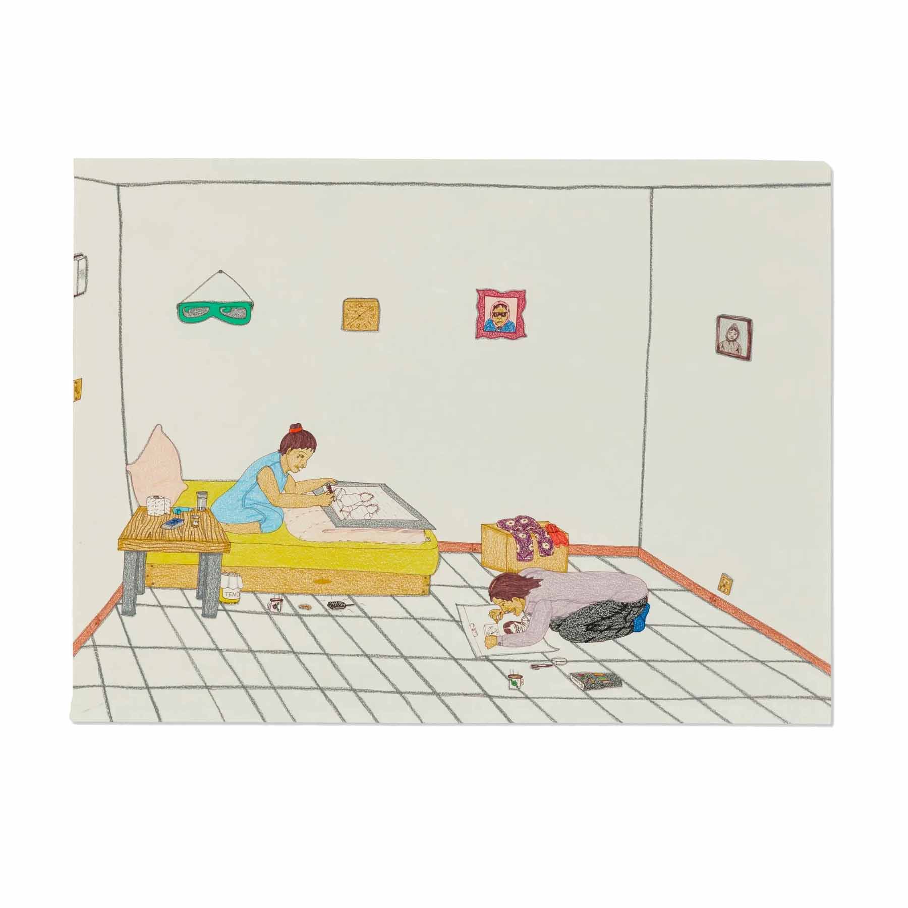 Annie Pootoogook, 'Napachie and Annie Drawing,' which sold for $40,000 ($52,400 with buyer’s premium) at LAMA.