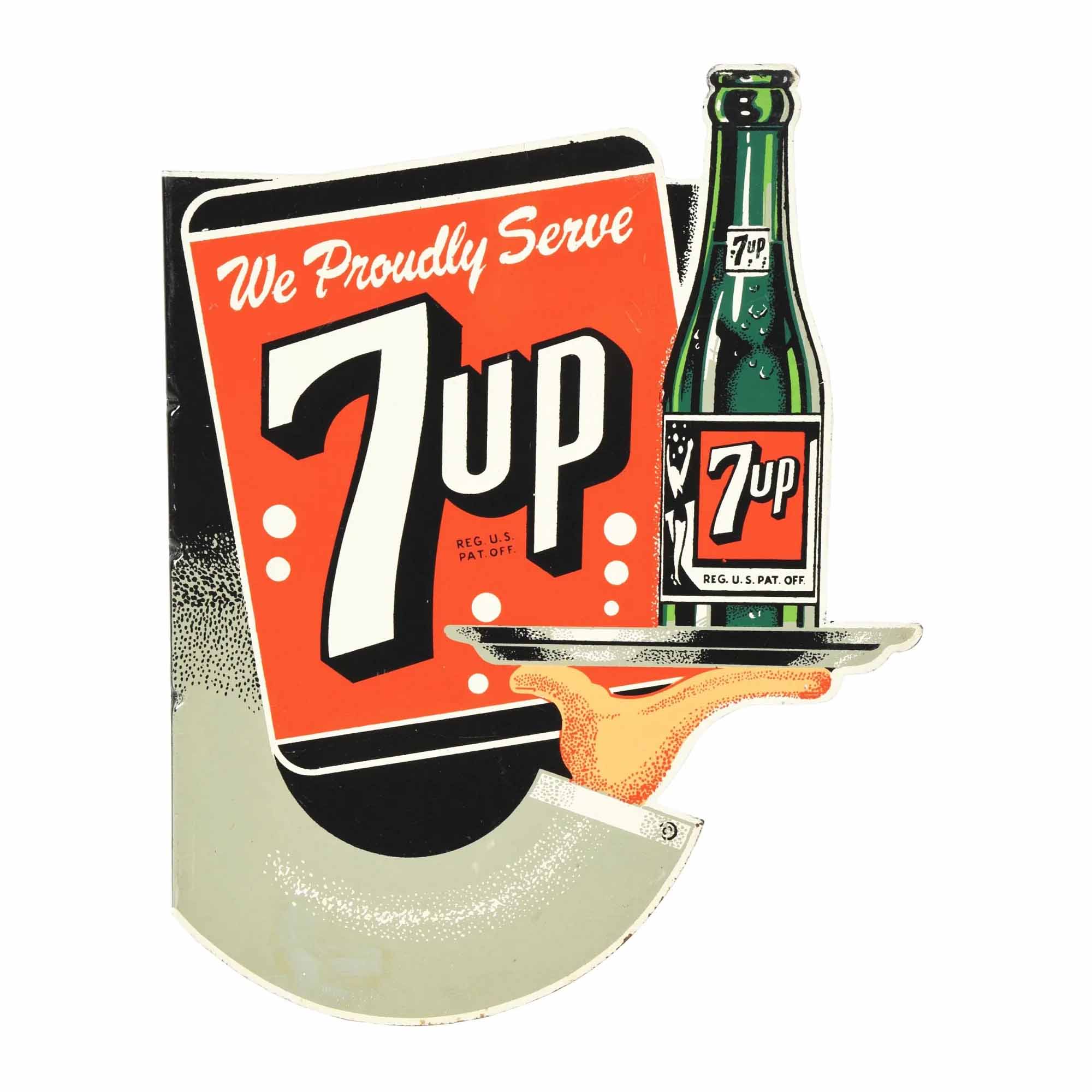 ‘We Proudly Serve 7Up’ painted-metal flange sign, estimated at $6,000-$12,000 at Morphy.