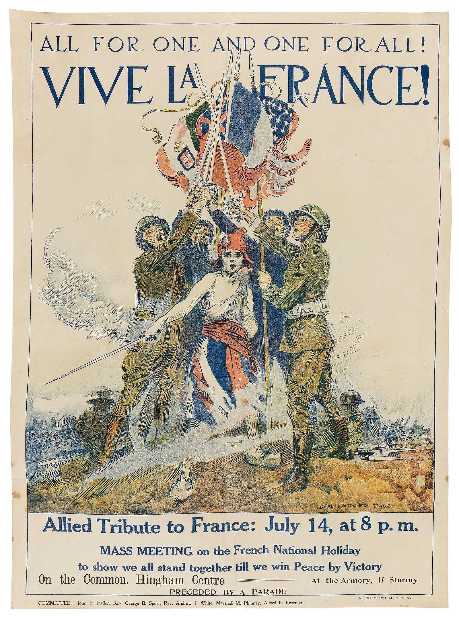 'Vive La France' WWI poster, estimated at $500-$1,000 at Eldred's.