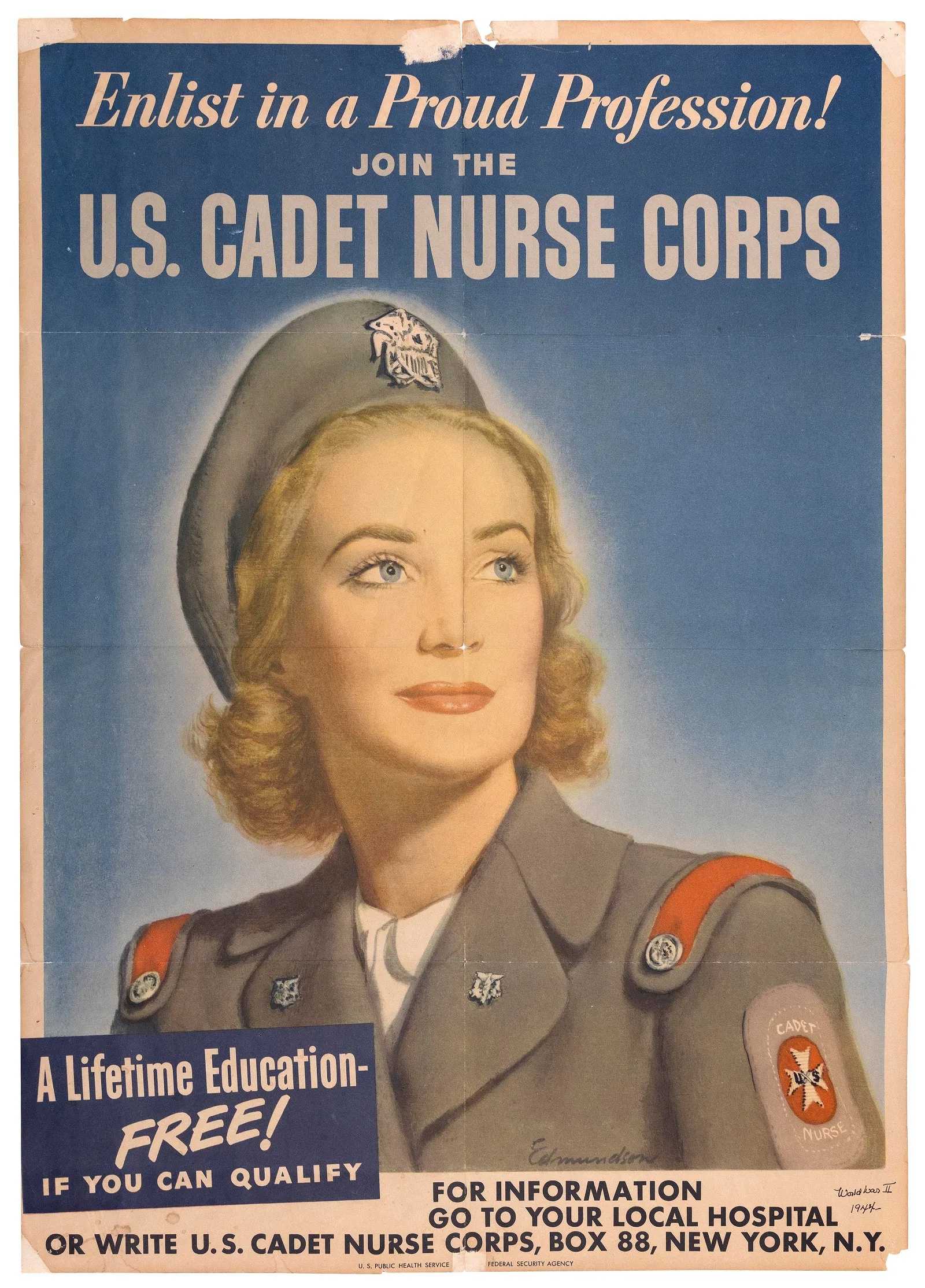 'Enlist in a Proud Profession' WWII poster, estimated at $100-$150 at Eldred's.
