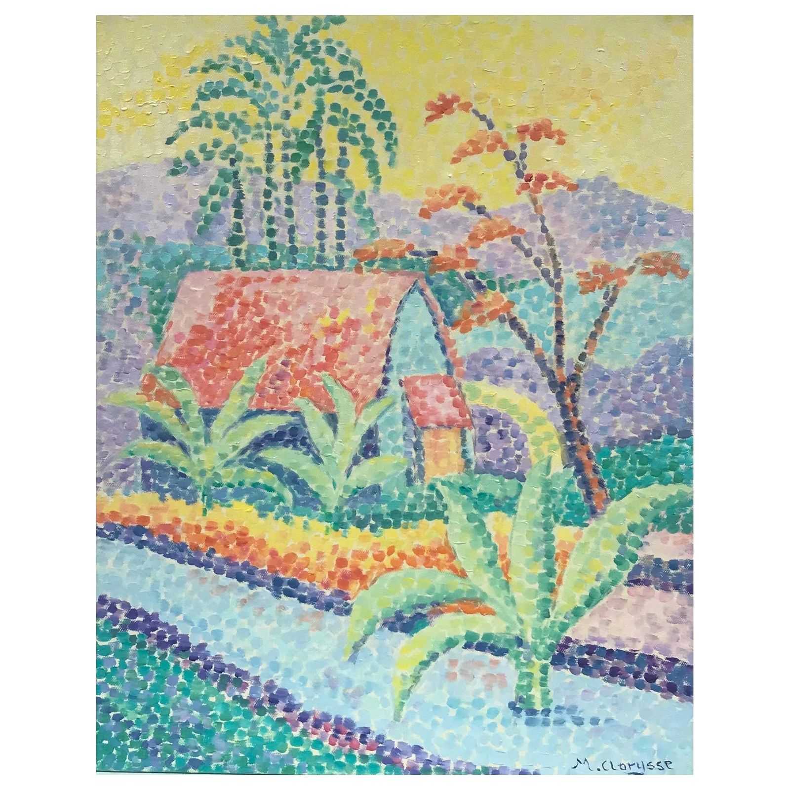Circa-2000 Pointillist oil on canvas by Belgian-born French artist Maggy Clarysse, estimated at $2,500-$3,000 at Jasper52.