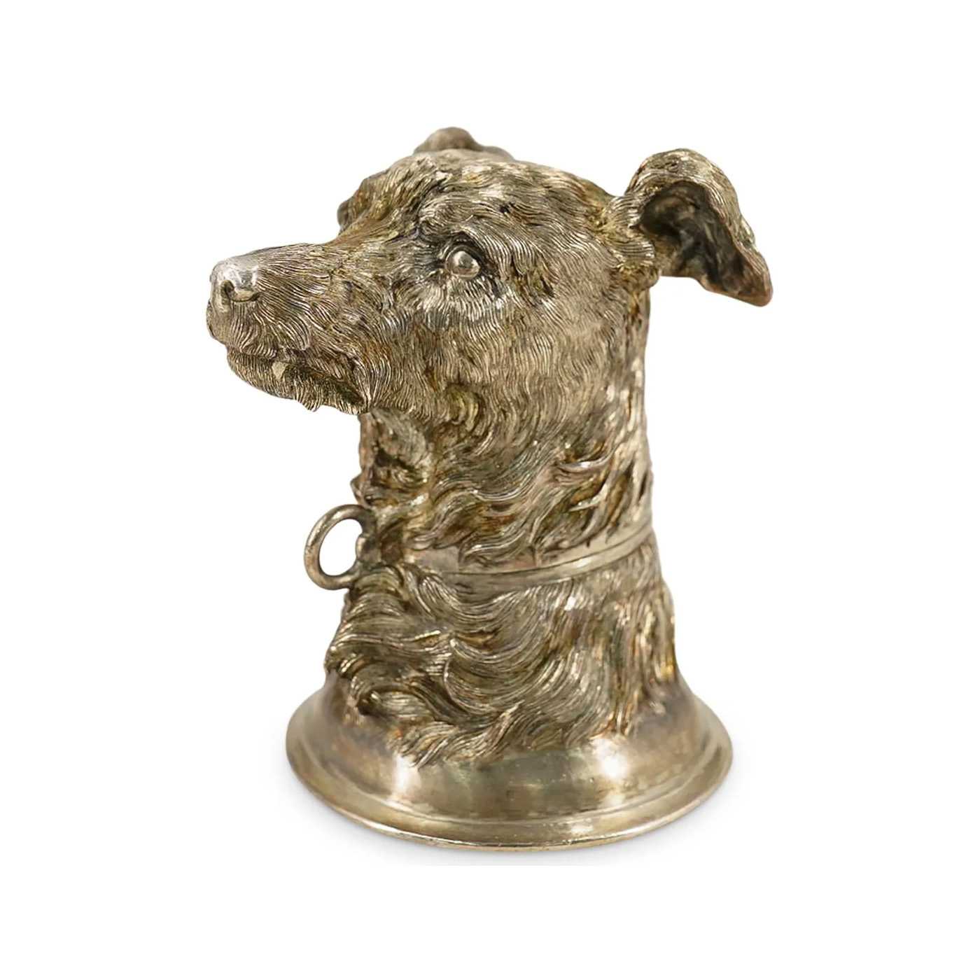 Russian 875 Silver Collared Dog Stirrup Cup, estimated at $2,000-$4,000 at Akiba.