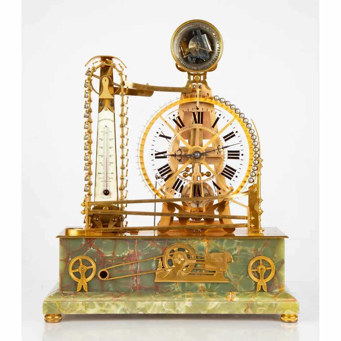 Circa-1900 water wheel novelty clock featured at Cottone May 30-31