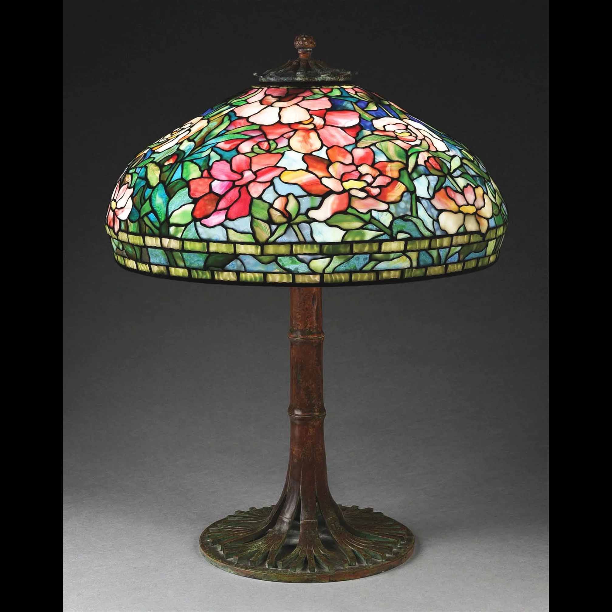 Tiffany Studios Peony table lamp, estimated at $100,000-$150,000 at Morphy.
