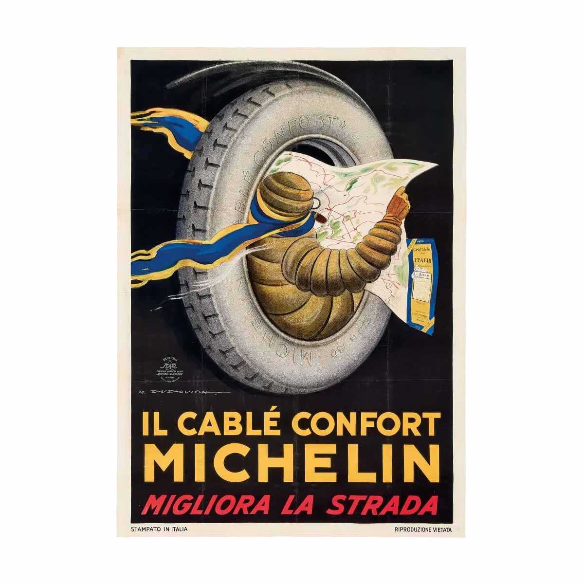 Italian-market Michelin poster from 1925, sold for €80,000 ($87,040, or $113,115 with buyer’s premium) at Aste Bolaffi April 16.