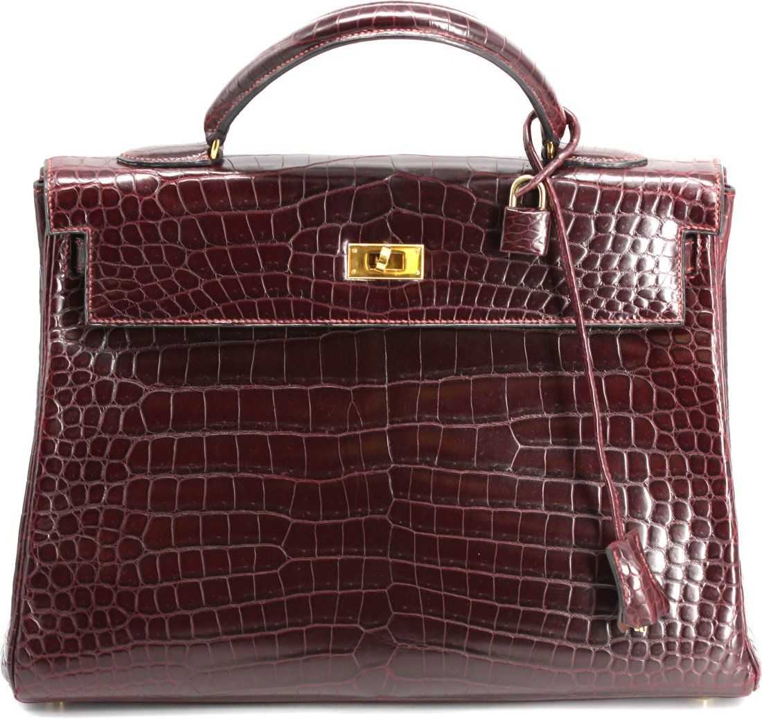 This Hermès Kelly 35 bag in Bordeaux Porosus crocodile leather, dating to 1998, achieved $90,000 plus the buyer’s premium in March 2024. Image courtesy of A.B. Levy’s Palm Beach and LiveAuctioneers.