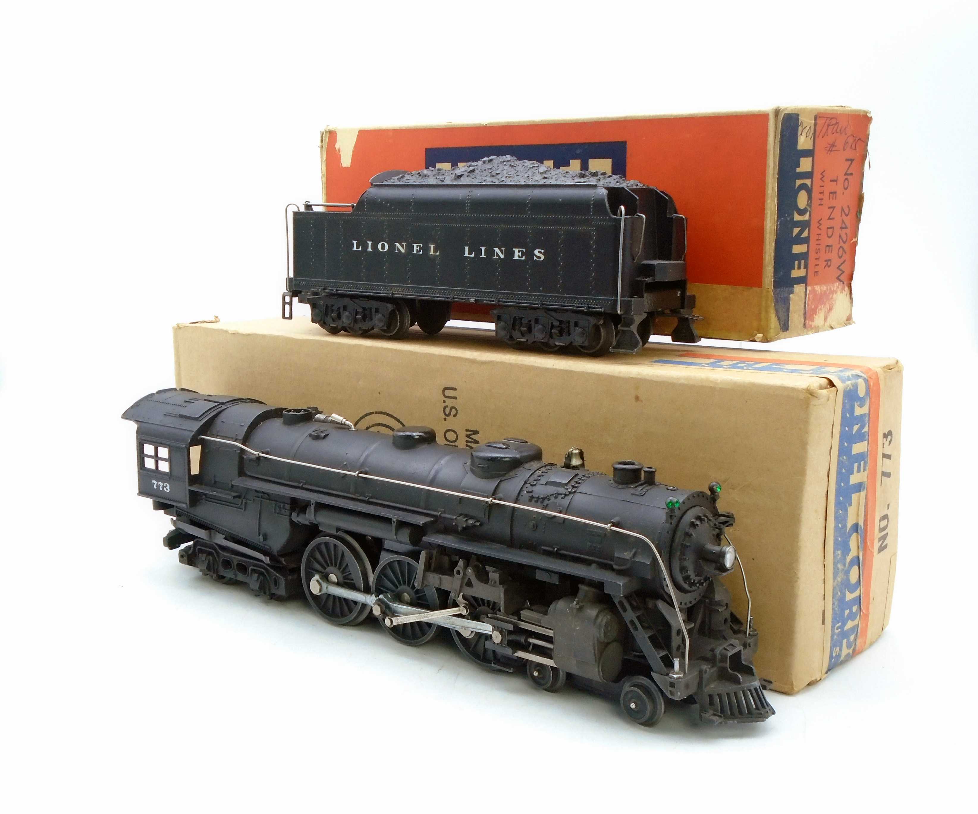 1950 Lionel no. 773 with no. 2426W whistle tender in original boxes, estimated at $500-$700 at Lloyd Ralston Gallery May 18.